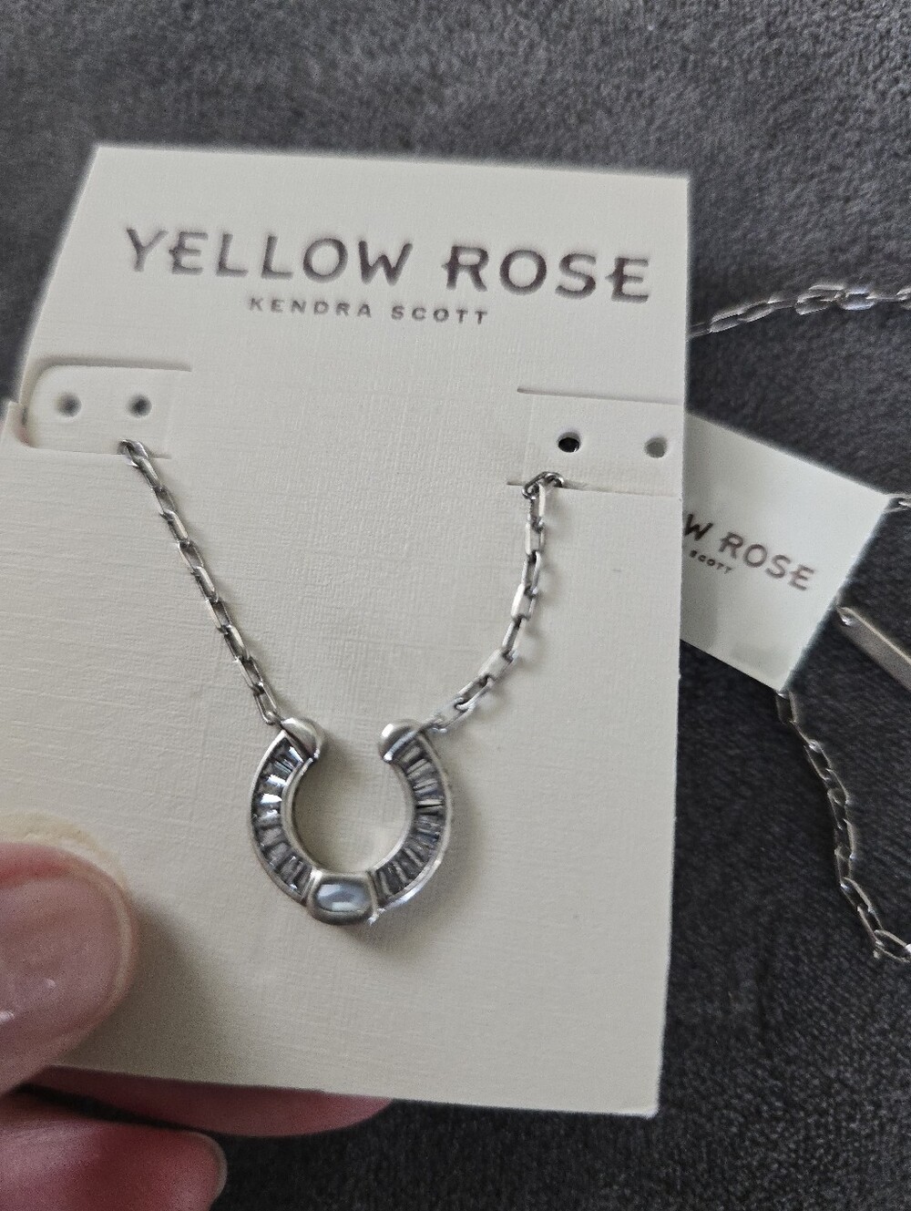 KENDRA SCOTT Yellow Rose Noble Horseshoe In Antique Silver *NWT*